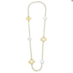 Susan Shaw Chic Gold and White Long Necklace